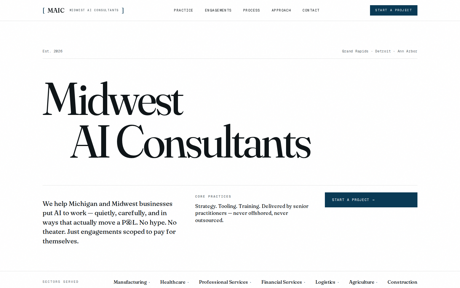 Midwest AI Consultants homepage